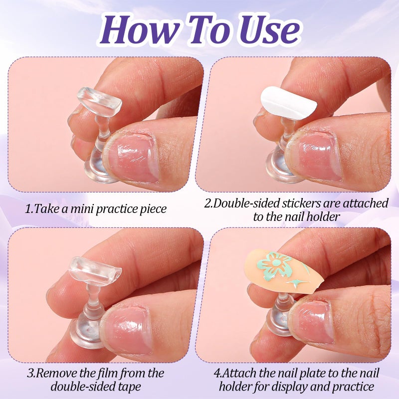 سيبا حامل أظافر سيبا مكون من 5 قطع للأظافر الاصطناعية، حامل أظافر مغناطيسي قوي للأظافر الاصطناعية، لوازم عرض وتصميم فن الأظافر الأكريليك مع أدوات فن الأظافر وملصقات للمبتدئين في صالونات التجميل المنزلية - Image 3